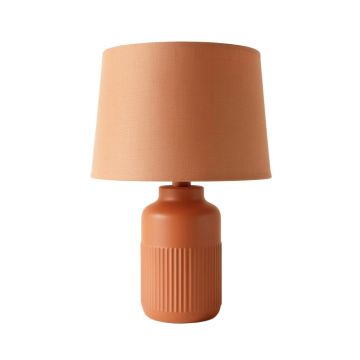 Meadow Brook Table Lamp With A Plain Fabric Shade - Terracotta