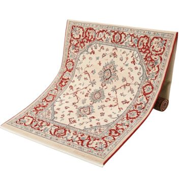 Mercier Power Loom Ivory/Red/Blue Rug