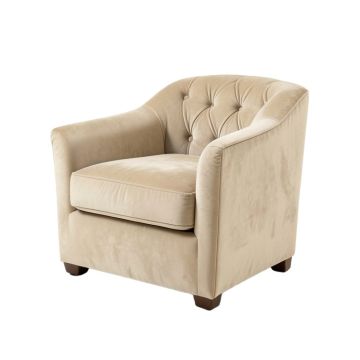 Ammanda Tufted Velvet Side Chair In Beige