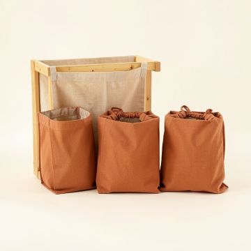 Harbor Bend Laundry Sorting Station With Plain Removable Bags - Terracotta (synthetic illustration; no displayed measurements)