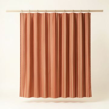 Bay Bend Shower Curtain Hanging Flat From A Plain Rod - Terracotta (synthetic illustration; no displayed measurements)