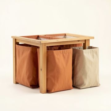 Sage Bridge Laundry Sorting Station With Plain Removable Bags - Terracotta (synthetic illustration; no displayed measurements)