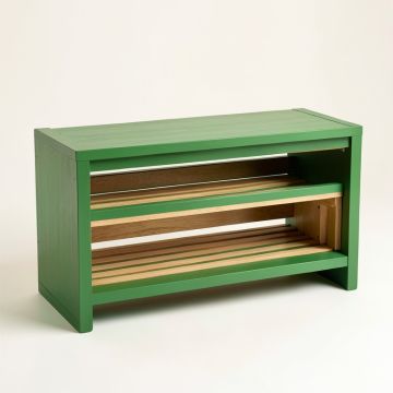 Maple Arc Shoe Storage Bench (synthetic illustration; no displayed measurements)