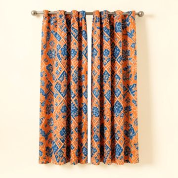 Brightwood Geometric Oriental Embellished Floral Display Old Fashion Traditional Textured Craft Motif Graphic Print & Text Semi-Sheer Rod Pocket Curtain Panel (synthetic illustration; no displayed measurements)