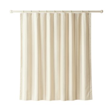Harbor Brook Shower Curtain Hanging Flat From A Plain Rod - Cream