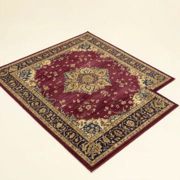Korn Power Loom Burgundy/Blue/Gold Rug (synthetic illustration; no displayed measurements)