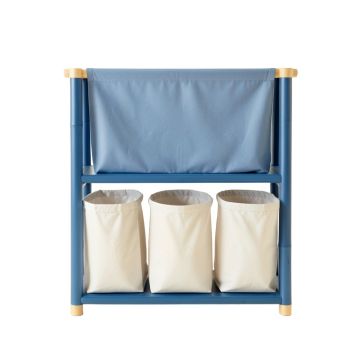 Summit Bridge Laundry Sorting Station With Plain Removable Bags - Blue
