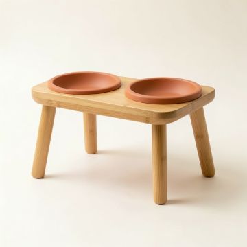 Stone Crossing Pet Feeding Stand With Two Plain Empty Bowls - Terracotta (synthetic illustration; no displayed measurements)