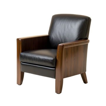 Leather Arm Chair In Walnut/Black