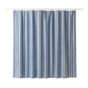 Fern Branch Shower Curtain Hanging Flat From A Plain Rod - Blue