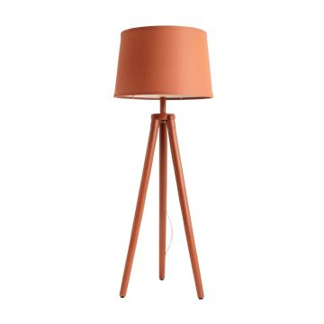 Stone Bend Floor Lamp With A Plain Fabric Shade - Terracotta