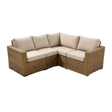 River 4 Pieces Rattan Patio Furniture Set Wicker Sofa Cushioned Sectional Furniture