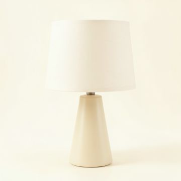 Clay Bridge Table Lamp With A Plain Fabric Shade - Cream (synthetic illustration; no displayed measurements)