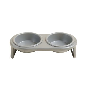 Glen Branch Pet Feeding Stand With Two Plain Empty Bowls - Gray