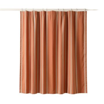 Field Crest Shower Curtain Hanging Flat From A Plain Rod - Terracotta