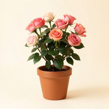 Roses Plant In Pot (synthetic illustration; no displayed measurements)