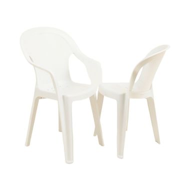 George Oliver Plastic Dining Chair For Dining Room , Outdoor Plastic Chair ( Set Of 2 White ) (synthetic illustration; no displayed measurements)