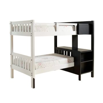Otha Twin Solid Wood L-Shaped Bunk Bed With Desk And Shelves By Harriet Bee
