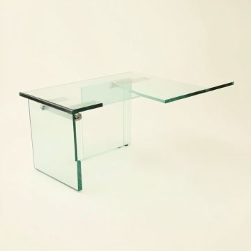 Sirene Glass L-Shape Desk (synthetic illustration; no displayed measurements)