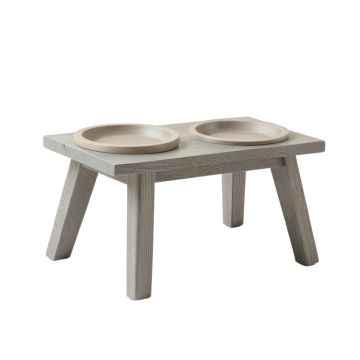 Alder Canyon Pet Feeding Stand With Two Plain Empty Bowls - Gray