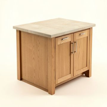 Dontae Kitchen Island Set With Ceramic Tile Top (synthetic illustration; no displayed measurements)
