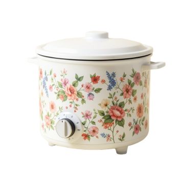 Narita 5.5 Qt . Electric Floral Patterned Slow Cooker