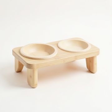 Clay Brook Pet Feeding Stand With Two Plain Empty Bowls - Ivory (synthetic illustration; no displayed measurements)