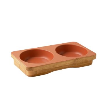 Harbor Bend Pet Feeding Stand With Two Plain Empty Bowls - Terracotta