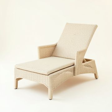 Elm Crest Outdoor Lounge Chair - Cream (synthetic illustration; no displayed measurements)
