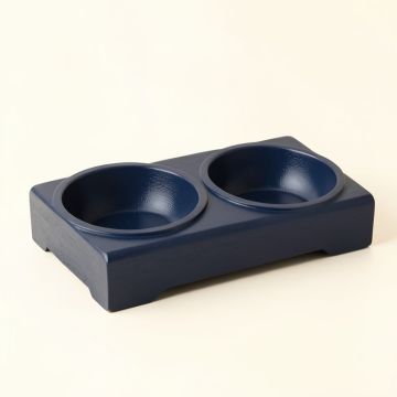 Alder Bridge Pet Feeding Stand With Two Plain Empty Bowls - Navy (synthetic illustration; no displayed measurements)