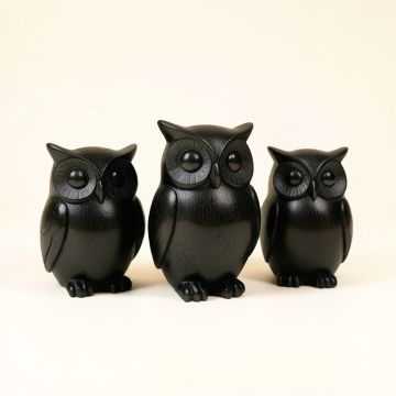 3 Piece Angolemi Wooden Owl Family Set (synthetic illustration; no displayed measurements)