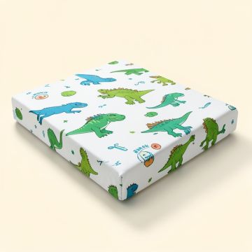 Blue And Green Mod Dinosaur Photo Op Fitted Crib Sheet (synthetic illustration; no displayed measurements)