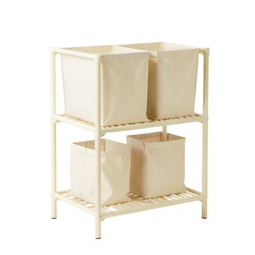 Brook Canyon Laundry Sorting Station With Plain Removable Bags - Cream