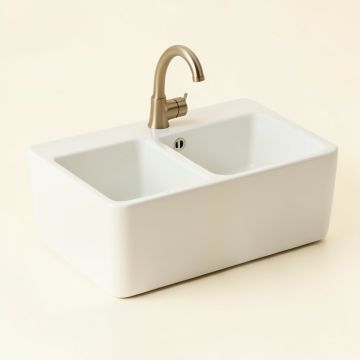 33 '' L X 18 '' W Double Basin Farmhouse Kitchen Sink (synthetic illustration; no displayed measurements)
