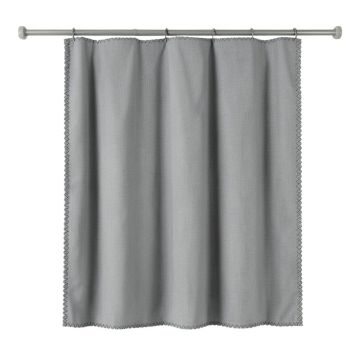 Ridge Dell Shower Curtain Hanging Flat From A Plain Rod - Gray