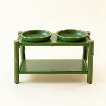 Hill Crest Pet Feeding Stand With Two Plain Empty Bowls - Green (synthetic illustration; no displayed measurements)
