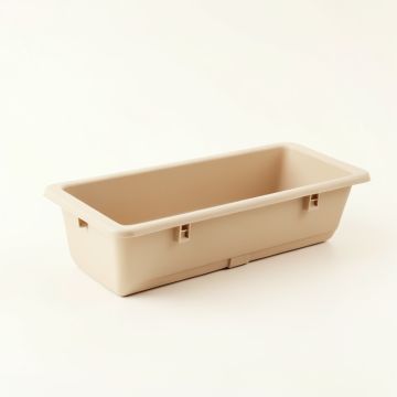 Maple Crest Empty Railing Planter With Integral Brackets - Beige (synthetic illustration; no displayed measurements)