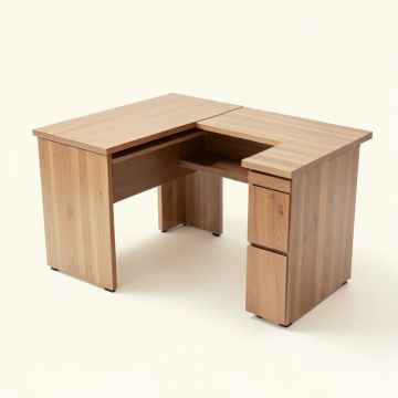 Home Office Solid Wood L-Shape Desk (synthetic illustration; no displayed measurements)