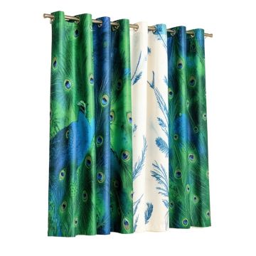 Peacock Abstract Semi-Sheer Curtain Panels
