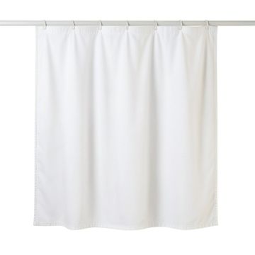 Flint Brook Shower Curtain Hanging Flat From A Plain Rod - White