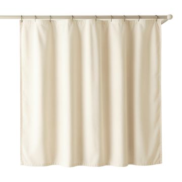 Flint Bend Shower Curtain Hanging Flat From A Plain Rod - Ivory