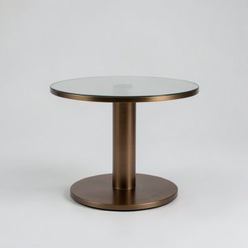 Morrissey Round Glass-Top End Table (synthetic illustration; no displayed measurements)