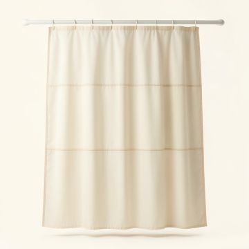 Rowan Brook Shower Curtain Hanging Flat From A Plain Rod - Ivory (synthetic illustration; no displayed measurements)