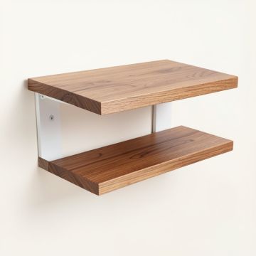 Industrial Walnut Wood Floating 3 Piece Wall Shelf Set (synthetic illustration; no displayed measurements)