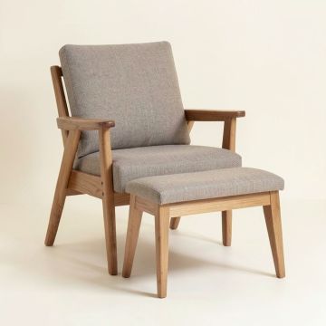 Annegret 25.5 '' Wide Barrel Chair And Ottoman (synthetic illustration; no displayed measurements)