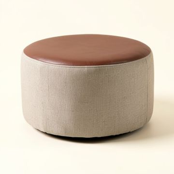 Garonzik Faux Leather Round Storage Ottoman (synthetic illustration; no displayed measurements)