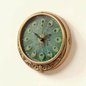 Oversized Shala Peacock Wall Clock (synthetic illustration; no displayed measurements)