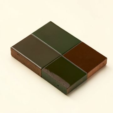 Brick 1 '' X 2 '' Metal Mosaic Tile In Glossy Brown/Green (synthetic illustration; no displayed measurements)