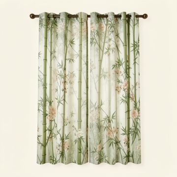 Bamboo Forest Floral Semi-Sheer Single Curtain Panel (synthetic illustration; no displayed measurements)