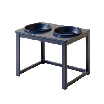 Lake Edge Pet Feeding Stand With Two Plain Empty Bowls - Navy